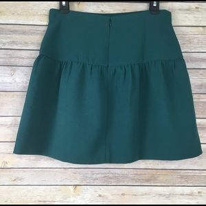 J Crew Crepe Flounce Green Lined Skirt
